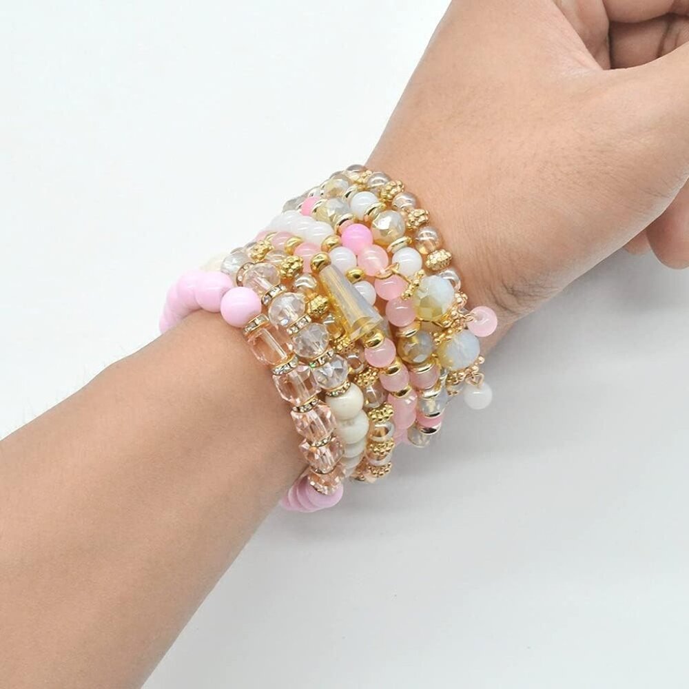 Elegant 6-Piece Stackable Bead Bracelets - Dainty… - image 4